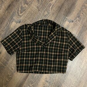 Cropped Plaid Brandy Melville Button Up